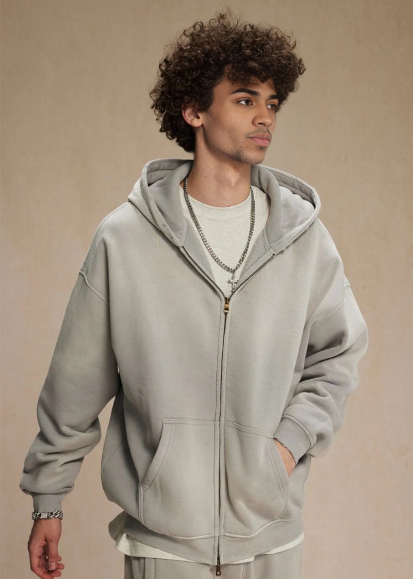 GRAY 360GSM LOOSE FIT WASHED HOODIE