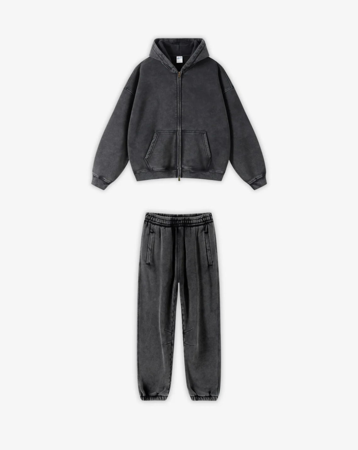 BLACK 360GSM WASHED TRACKSUIT