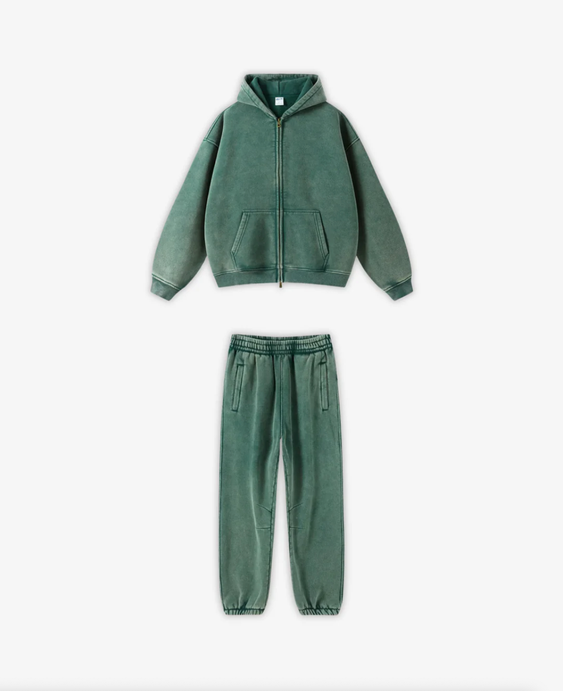 GREEN 360GSM WASHED TRACKSUIT