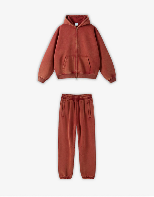 RED 360GSM WASHED TRACKSUIT